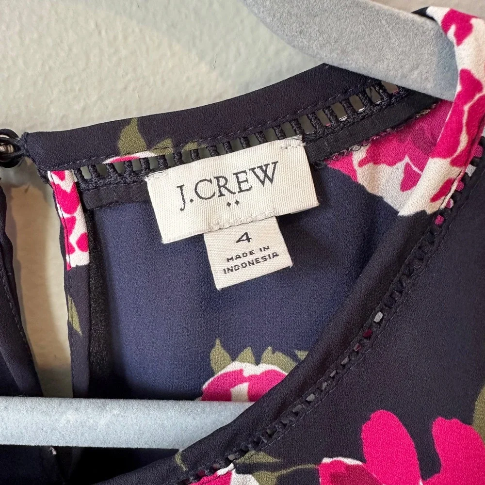 J. Crew Factory‎ Tank Top Women Size 4 Floral  Navy Pink Sleeveless Career